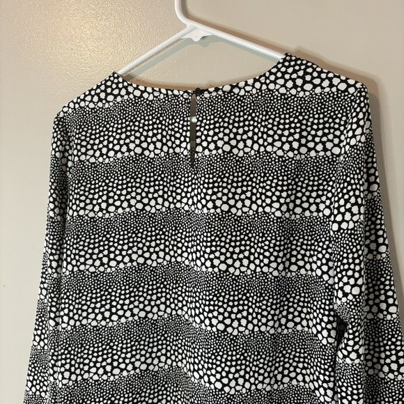 Talbots Long Sleeve Polka Dot Blouse Black White Top Tie Front Size Medi… - Picture 7 of 8